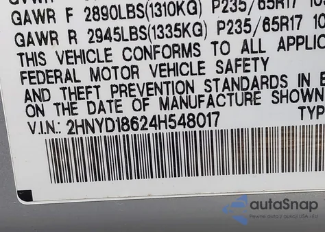 2004 Acura Mdx Touring Pkg из США, поврежденный, VIN 2HNYD18624H548017